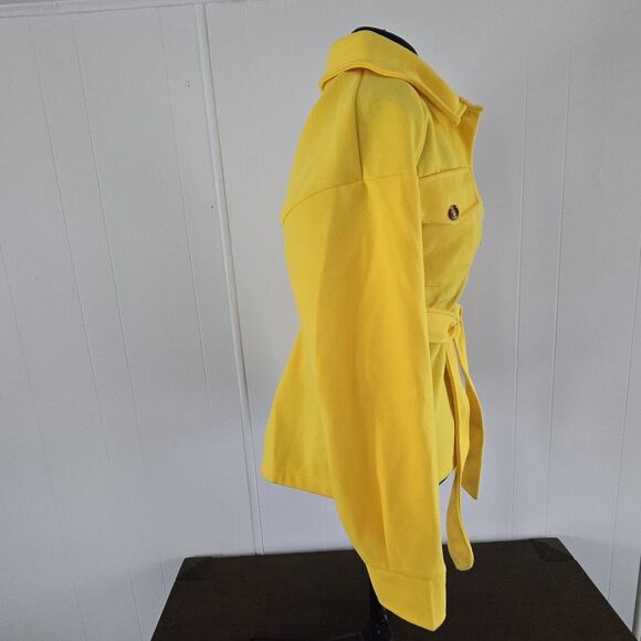 Couer De Vague Women's XL Yellow Button Down Coat Jacket With Pockets NWT Read - Picture 2 of 15